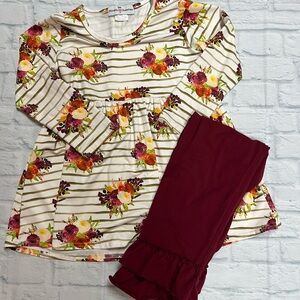 Fall Floral Striped Matching Set